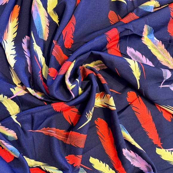 Other - 5.47 Yards/ Colorful Feather Print Poly Crepe Fabric